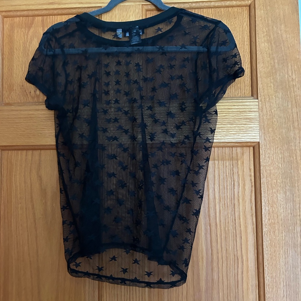 Sheer Black Star Pattern Top - Picture 2 of 3